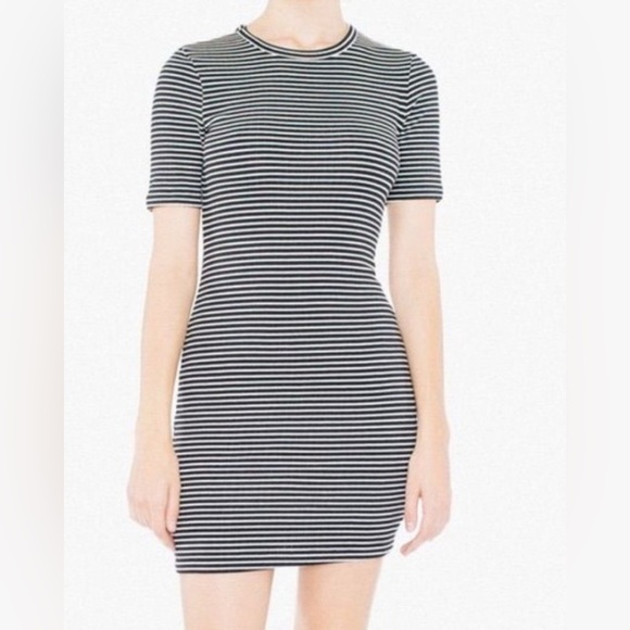 Papaya Nautical navy white striped stretch dress Women’s Size Large slimming - Picture 1 of 6